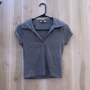Grey Polo Crop Top